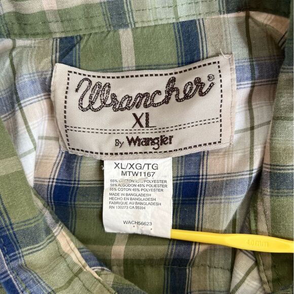 Wrangler Wrancher Green Blue Plaid Pearl Snap Long Sleeve Western Shirt Men XL - Picture 6 of 11